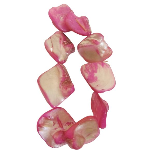 Shell Bracelet Fuchsia Vibrant Mother Of Pearl 6.5 Bead Hand Crafted Stretch - Picture 4 of 4